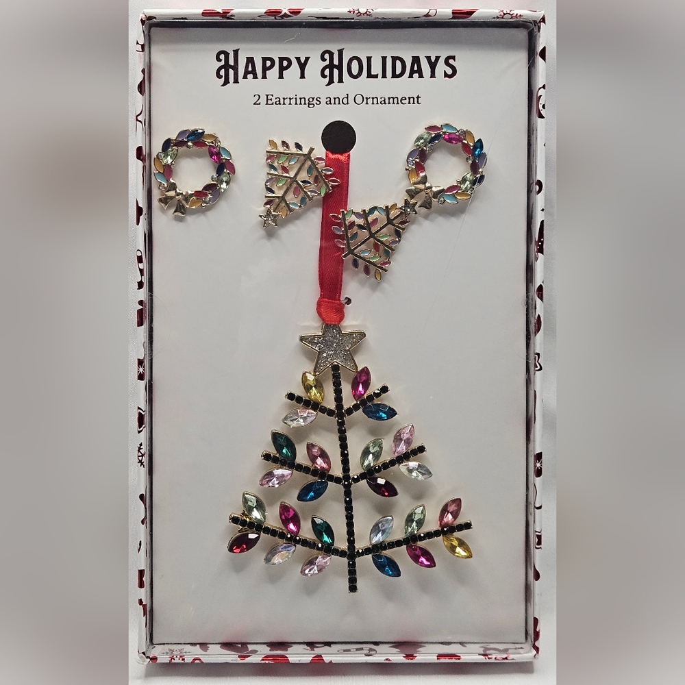 2 Earrings & Ornament Holiday Set NIB